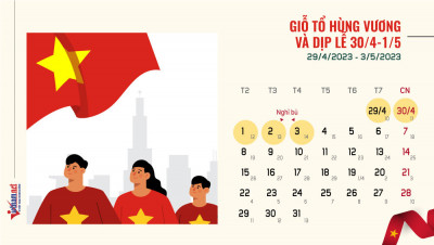 Thông báo về việc treo Quốc kỳ và nghỉ lễ Giỗ tổ Hùng Vương, kỷ niệm 48 năm ngày Giải phóng hoàn toàn miền Nam - thống nhất đất nước (30/4/1974 - 30/4/2023) và ngày Quốc tế Lao động 1/5